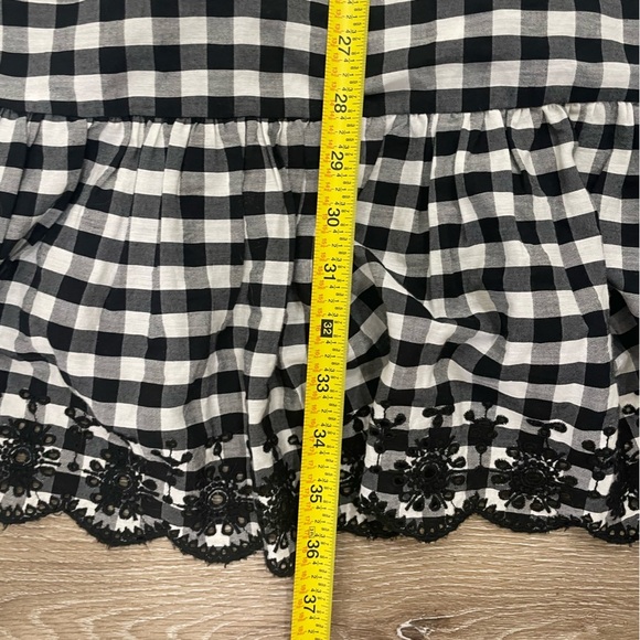 J. Crew Black and White Ruffled Gingham Criss Cross Midi Dress Size 10 - Picture 16 of 17